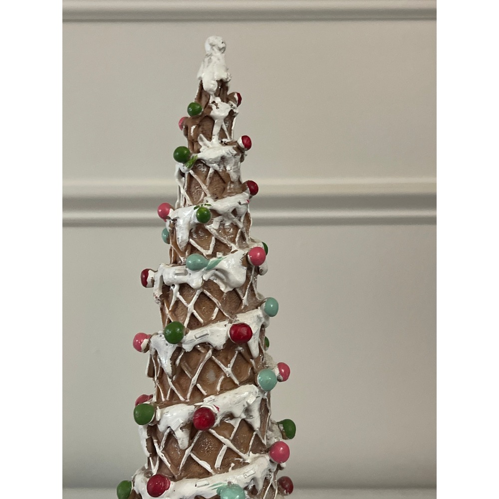 Village Gingerbread Ice Cream Cone Christmas Tree Lot Sugar Spice Village Decor - Picture 10 of 12